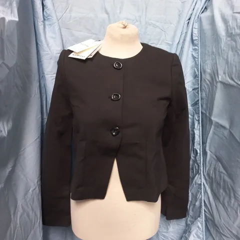 WHISTLES ANNE PONTE BUTTON JACKET IN BLACK - UK 8