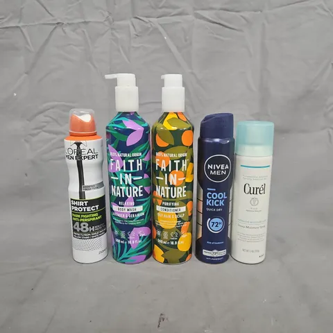 APPROXIMATELY 10 ASSORTED HOUSEHOLD ITEMS TO INCLUDE FAITH IN NATURE, NIVEA, CURÉL, ETC - COLLECTION ONLY