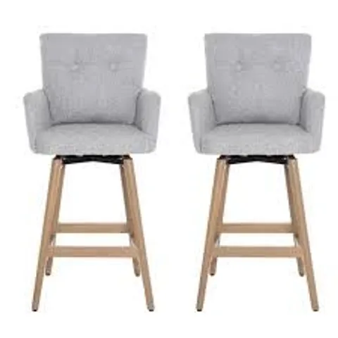 BOXED COTSWOLD FABRIC COUNTER STOOL (SET OF 2) - SILVER GREY (1 BOX)