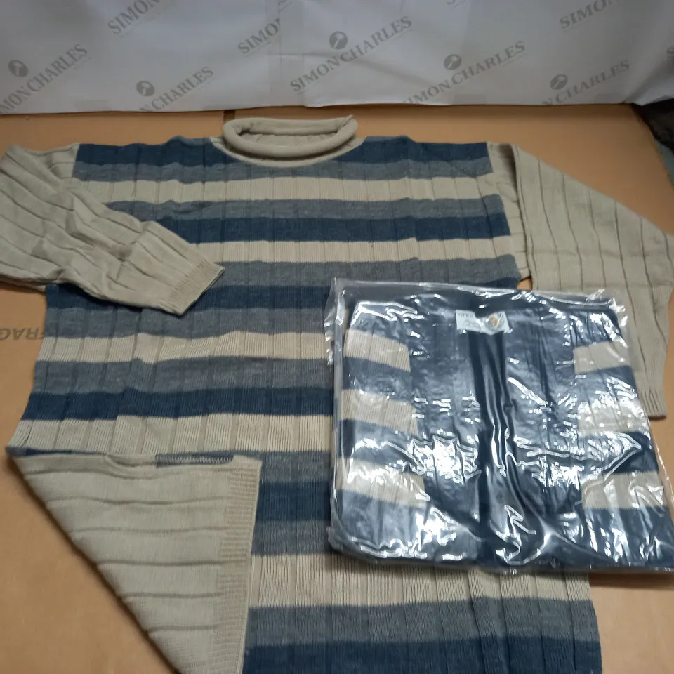 LARGE QUANTITY OF ROLL NECK STRIPED JUMPERS - SIZE UNSPECIFIED