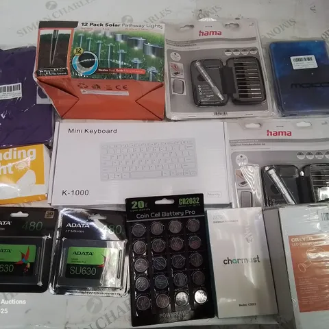 BOX CONTAINING LARGE AMOUNT OF MIXED BOXED ELECTRONIC ITEMS PHONE ACCESSORIES ETC.