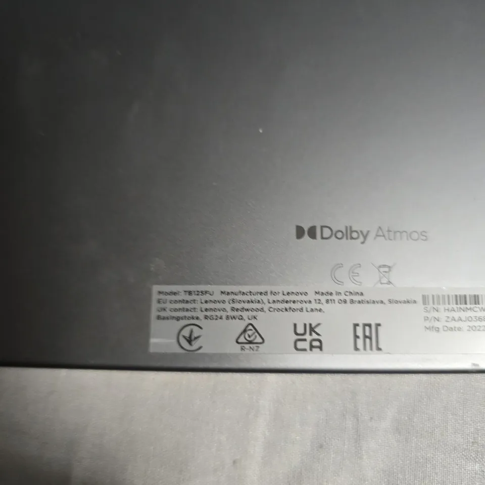 LENOVO TB12SFU TABLET – DOLBY ATMOS