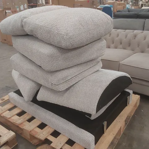 MAE 2 SEATER CURVED SOFA, LIGHT GREY, CLASSIC BOUCLE FABRIC - REQUIRES ASSEMBLY