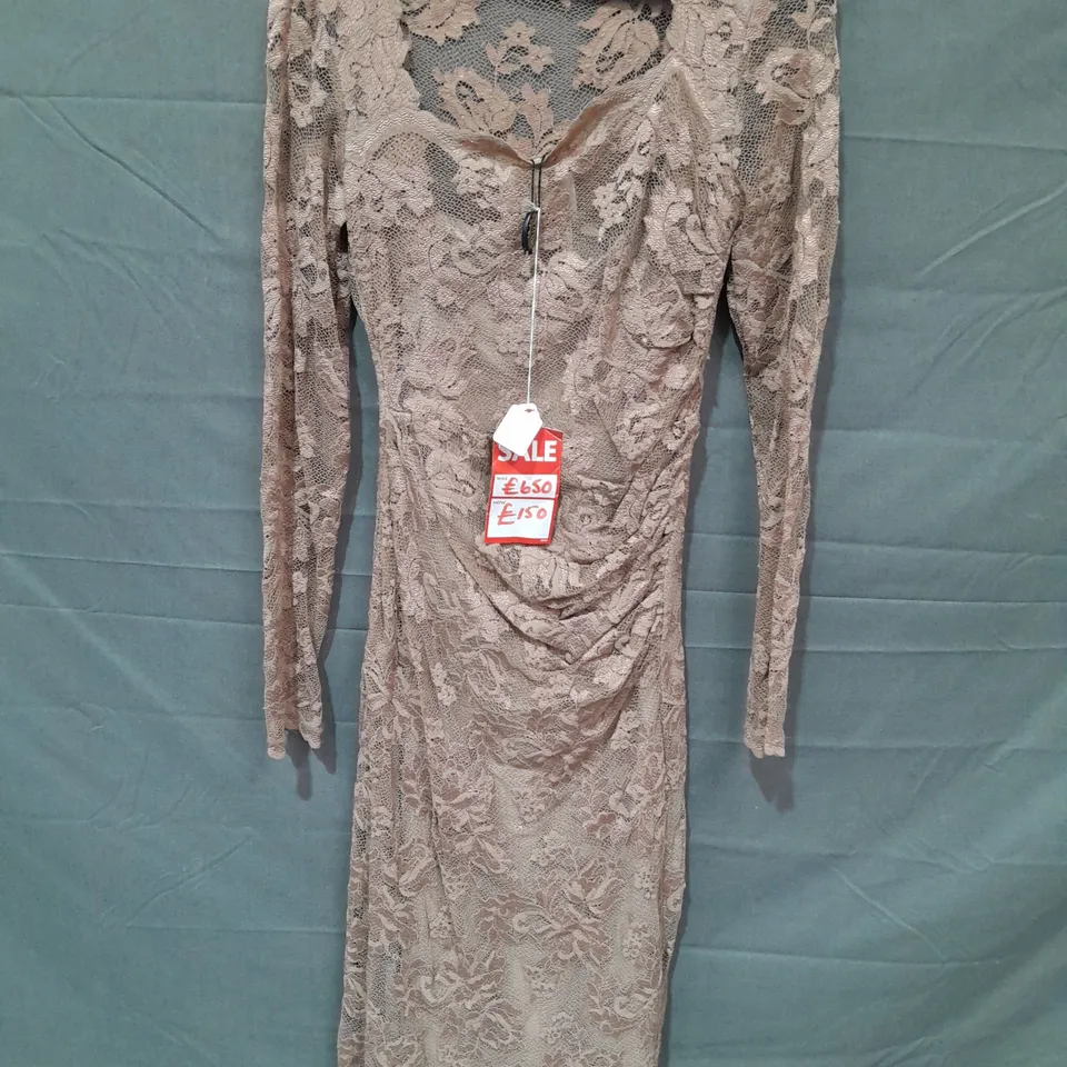 OLVIS TAUPE LACE SLEEVED DRESS - 1