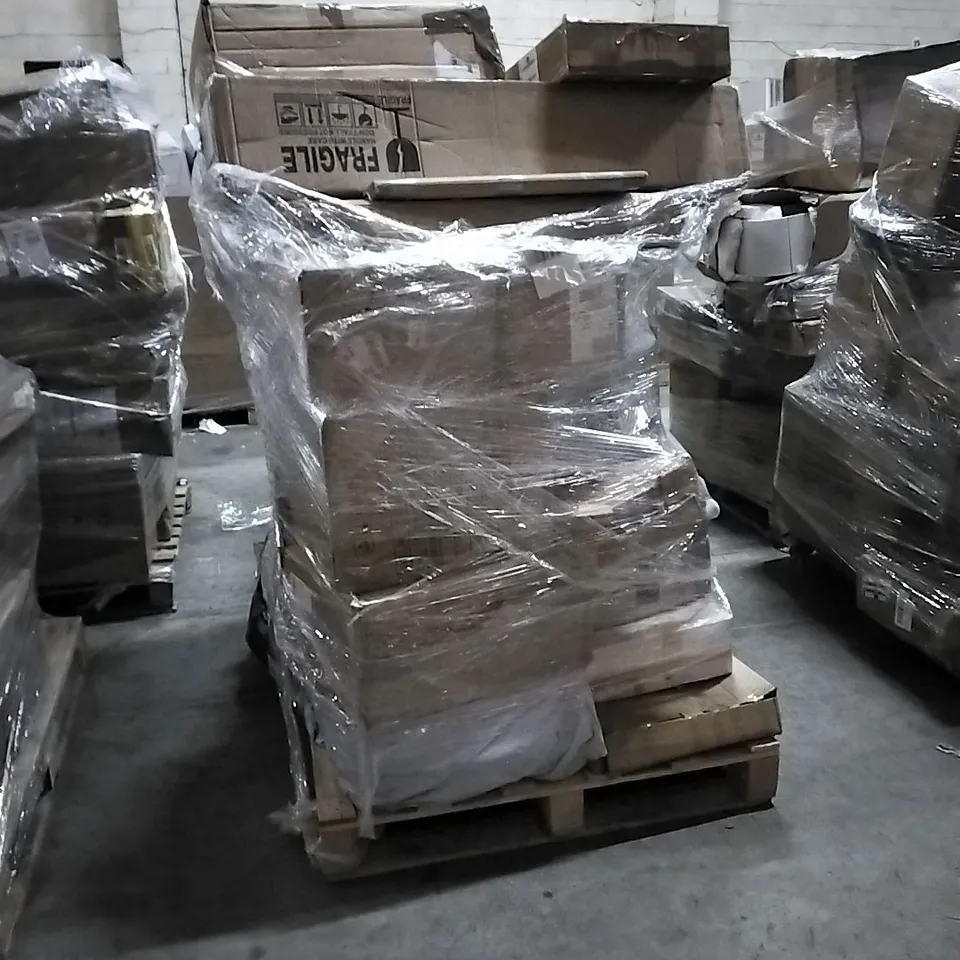 PALLET OF HOUSEHOLD ITEMS TO INCLUDE SCOOTER, PLAYPEN, SHOWER SYSTEM, PLAY MAT AND OTHER ASSORTED ITEMS...