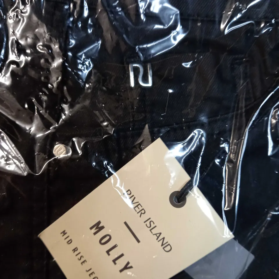 PACKAGED RIVER ISLAND BLACK MOLLY MID RISE JEGGINGS - 12S