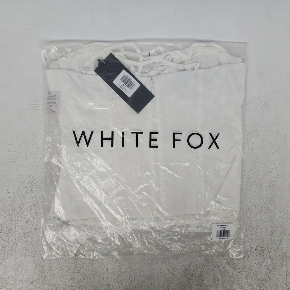 BAGGED WHITE FOX DOLCE BAMBOLINA BUSTIER IN WHITE SIZE SMALL