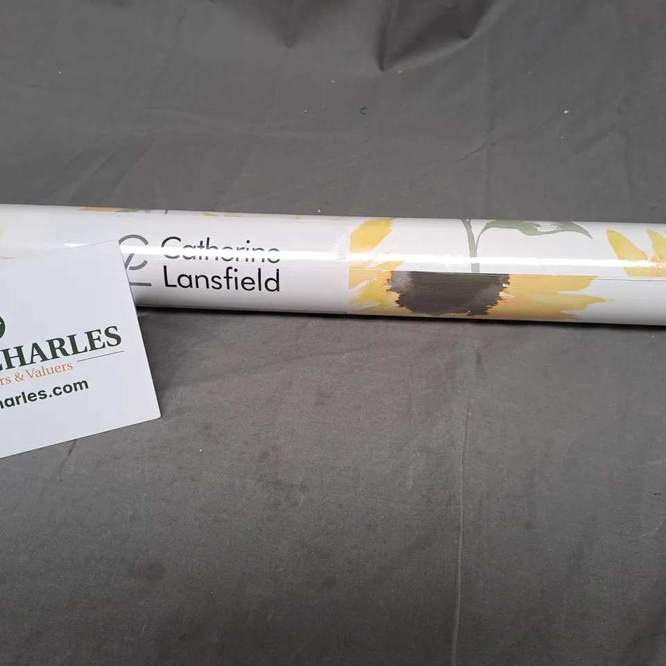 SEALED CATHERINE LANSFIELD DESIGNER WALLCOVERING - PAINTED SUNFLOWERS IN YELLOW 