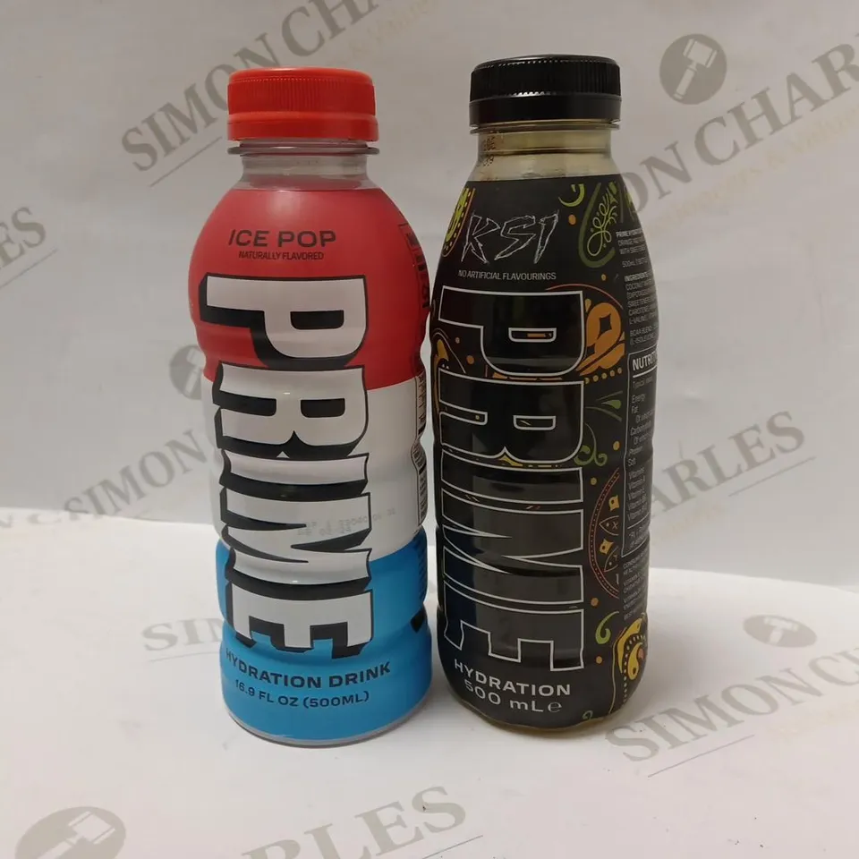 LOT OF 2 PRIME HYDRATION DRINKS (1 ICE POP & 1 KSI)