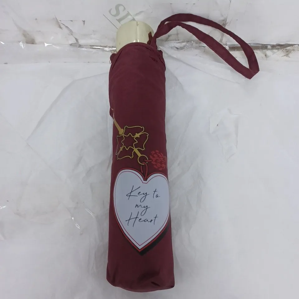 RADLEY KEY TO MY HEART UMBRELLA MAROON