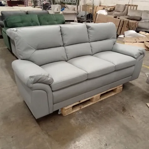 BROMLEY 3 SEATER SOFA, LIGHT GREY PREMIUM FAUX LEATHER