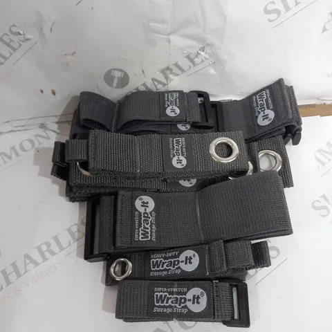 BOXED WRAP IT HEAVY DUTY STORAGE STRAPS ASSORTED LENGTH IN GREY