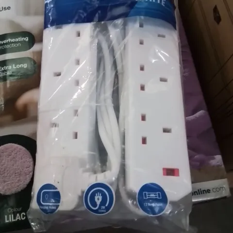 BAGGED 4 WAY 2 METER EXTENSION LEAD WHITE 2PK