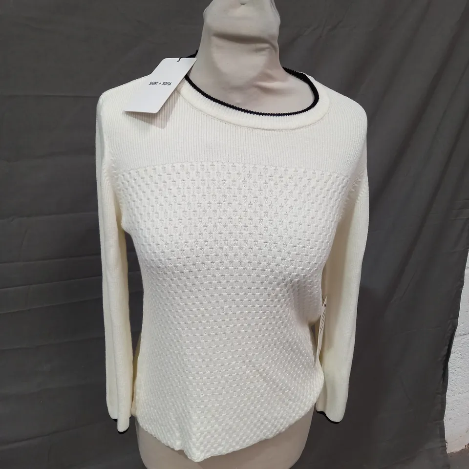 SAINT + SOFIA HONEYCOMB RIB SWEATER CREAM - SMALL