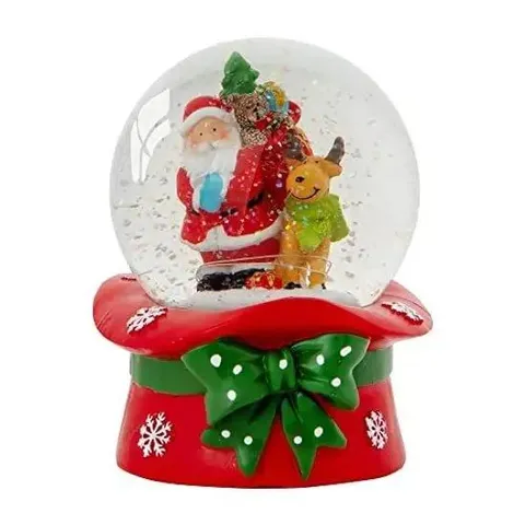 CELEBRIGHT CHRISTMAS MUSICAL SNOW GLOBE LARGE 14CM - SANTA & RUDOLPH