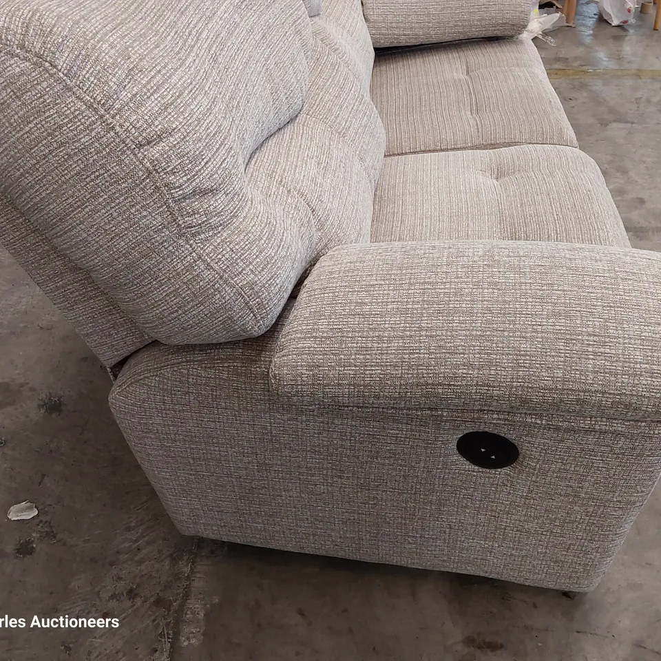 QUALITY BRITISH DESIGNER G PLAN STRATFORD POWER RECLINING TWO SEATER SOFA LOOM SHALE FABRIC 
