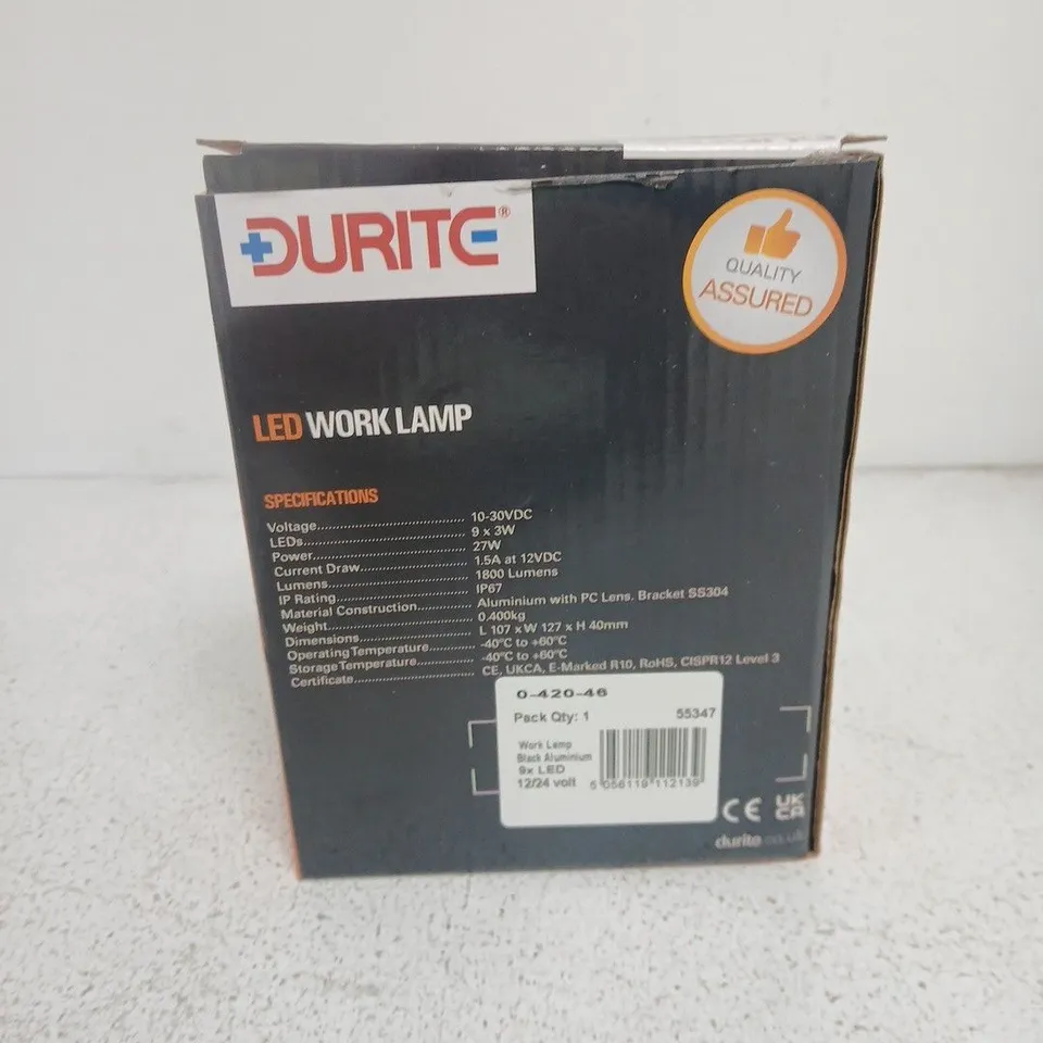 DURITE LED WORK LAMP 0-420-46, 27W – 1800 LUMENS, 10–30V DC, IP67 (BOXED)