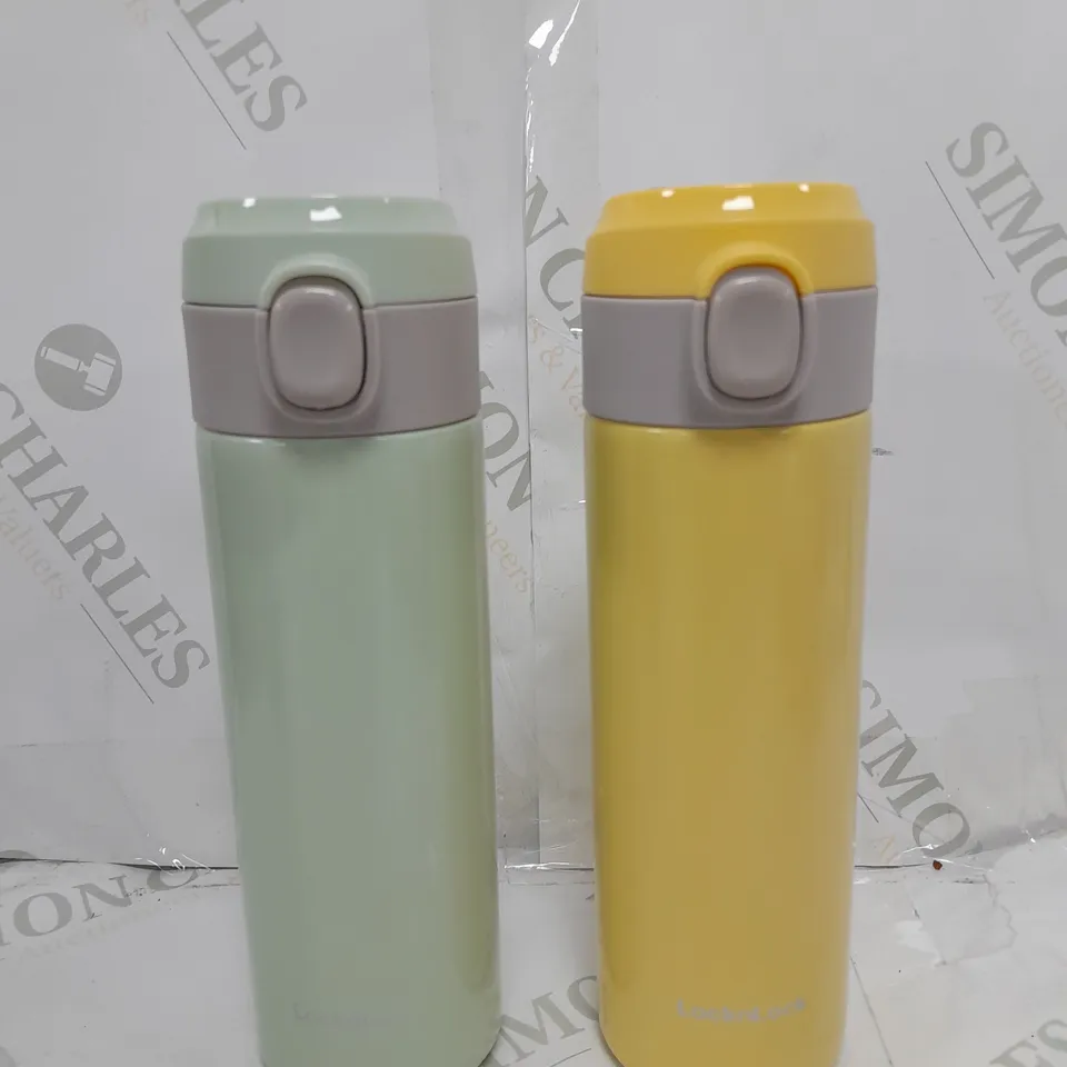 LOCK & LOCK SET OF 2 STAINLESS INSULATED DAILY POP PASTEL WATER BOTTLES
