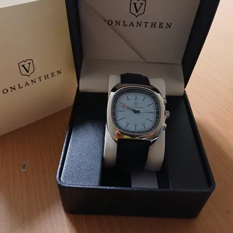 VONLANTHEN WRISTWATCH – LIGHT BLUE DIAL, TACHYMETER, BOXED
