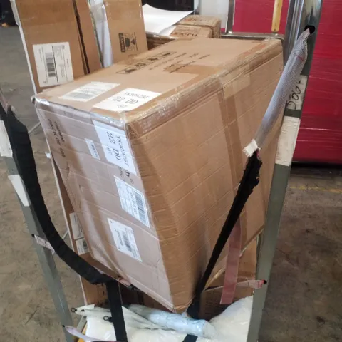 3 CAGES CONTAINING ASSORTED PRODUCTS INCLUDING BESREY KIDS SCOOTER, PULLUP BAR, RETRACTABLE SAFETY GATE & STERILE PLASTIC PETRI DISHES