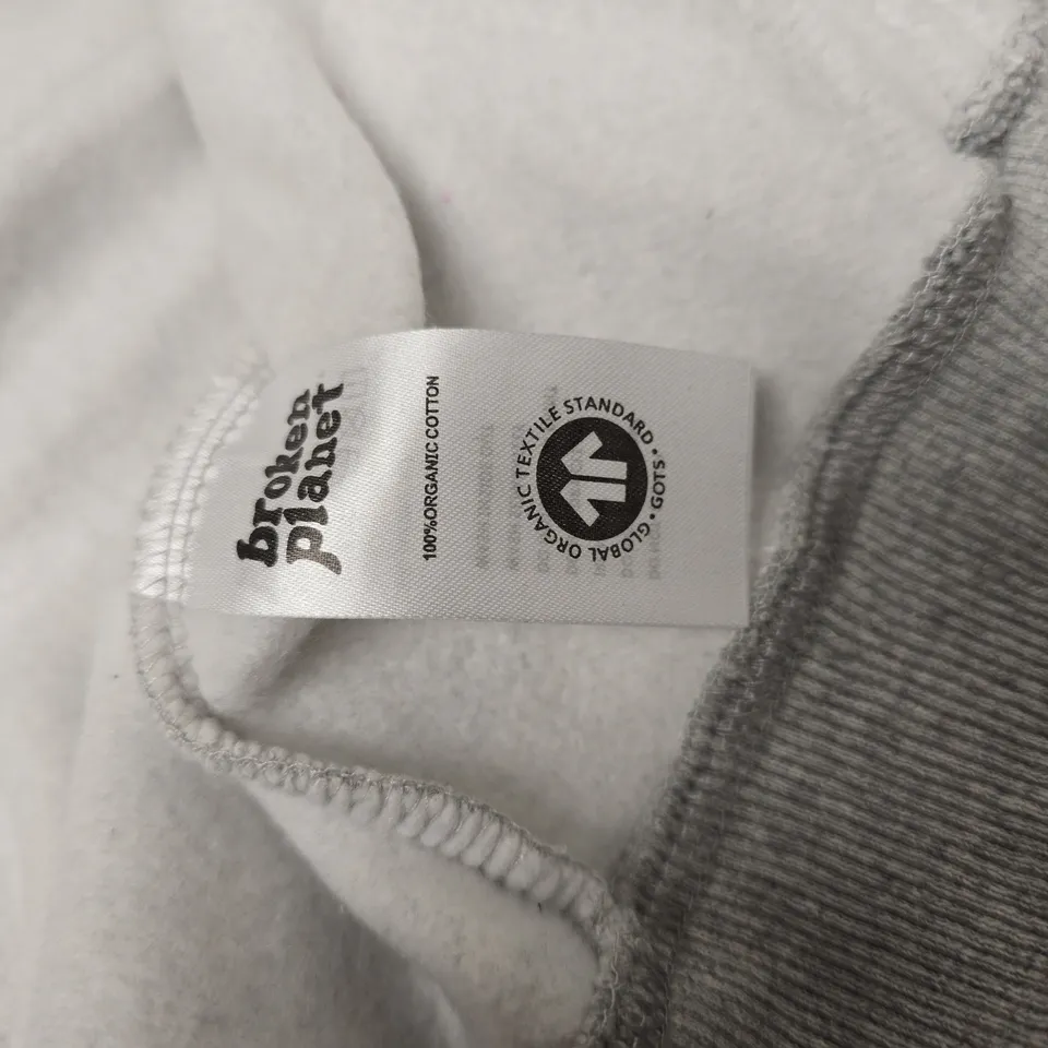 BROKEN PLANET GREY ZIP THROUGH HOODIE - LARGE