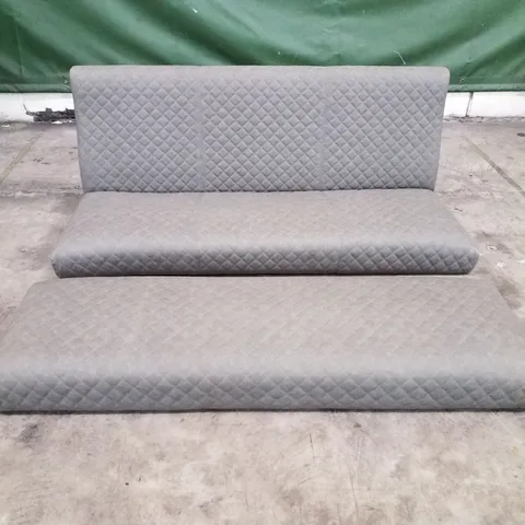 QUALITY DESIGNER 2 SEATER SOFA & RECTANGLER FOOTSTOOL - GREY FAUX LEATHER