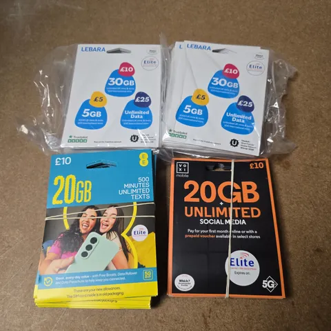 APPROXIMATELY 200 SIMCARDS FROM LEBARA, VOXI MOBILE, EE