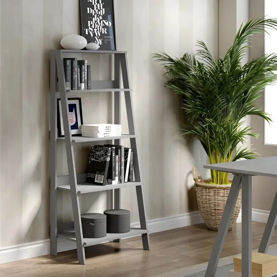 BOXED FELKER 139.7cm H X 33.02cm W LADDER BOOKCASE - GREY (1 BOX)