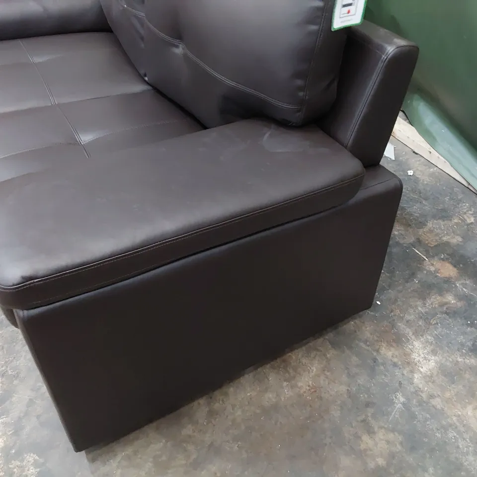 DESIGNER TWO SEATER SOFA BROWN LEATHER