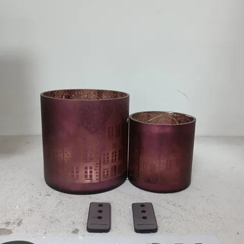 HOME STORIES SET OF 2 PRE-LIT HOUSE SCENE LANTERNS