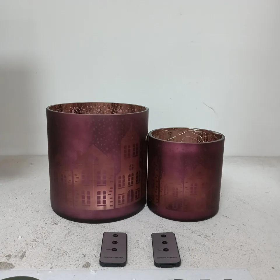 HOME STORIES SET OF 2 PRE-LIT HOUSE SCENE LANTERNS