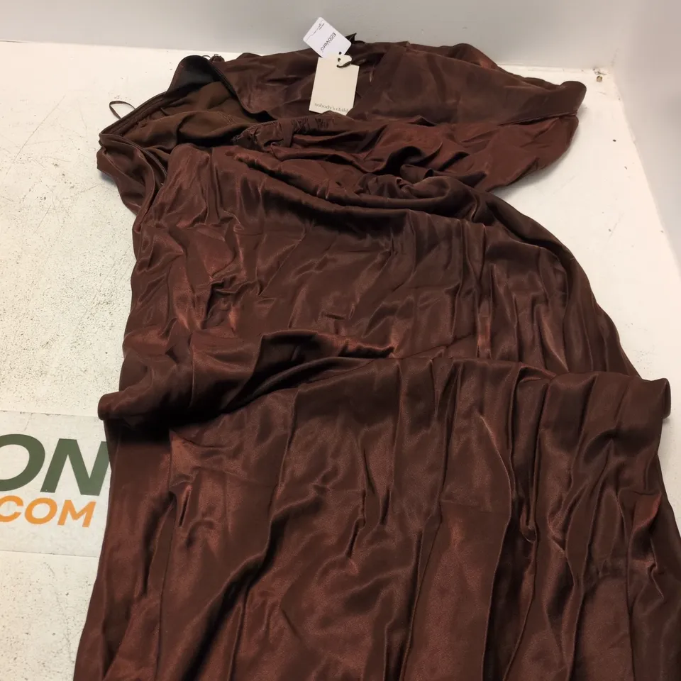 NOBODY'S CHILD DARK BROWN BRIDESMAIDS MIDAXI DRESS – UK 10