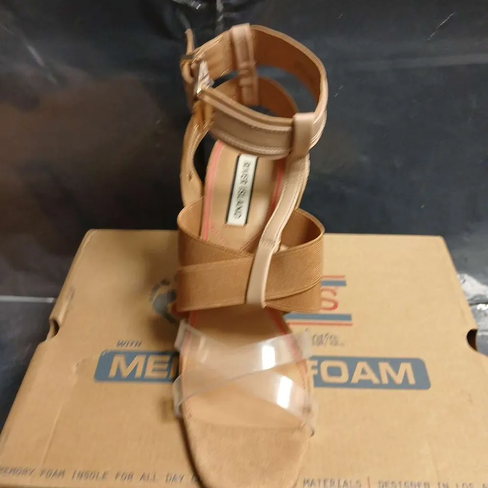 RIVER ISLAND TAN STRAPPY SANDALS WITH MEMORY FOAM INSOLE – UK 5 