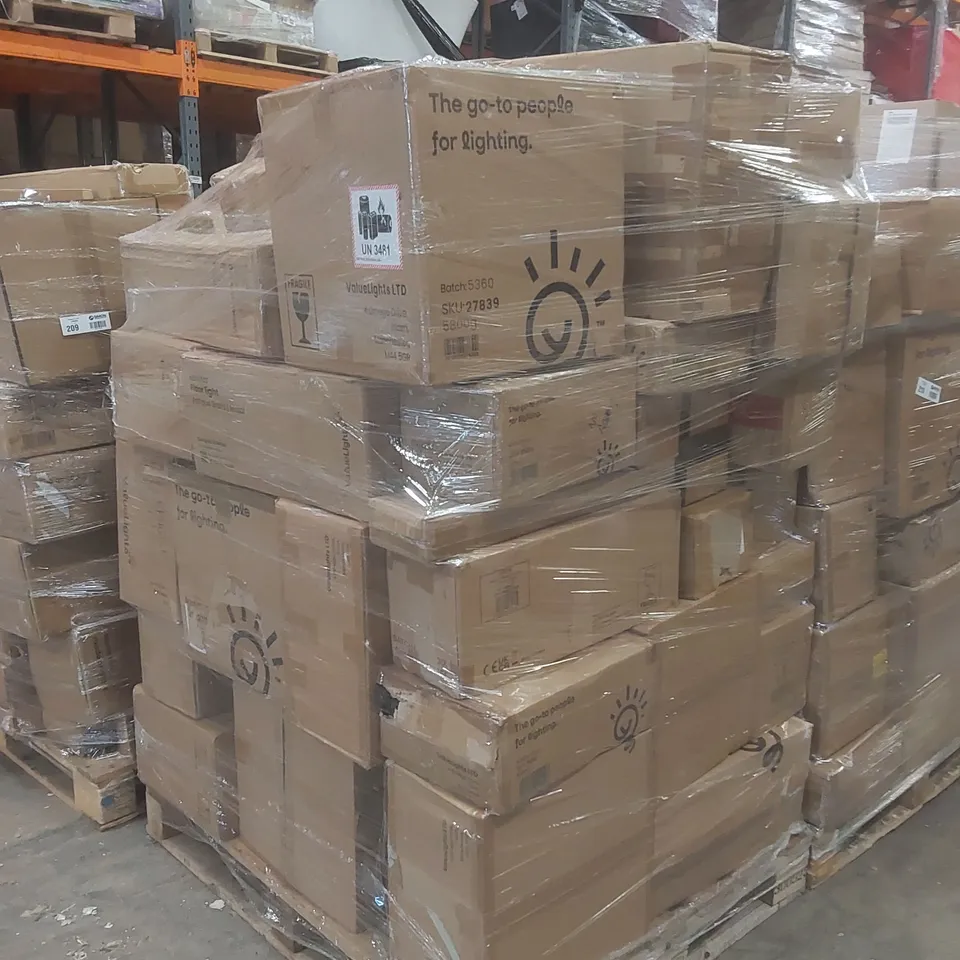 PALLET CONTAINING A VERY LARGE QUANTITY OF ASSORTED DESIGNER LIGHTING PRODUCTS