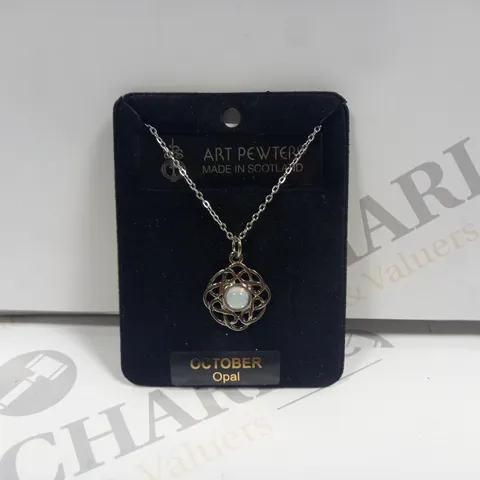 ART PEWTER OCTOBER OPAL NECKLACE