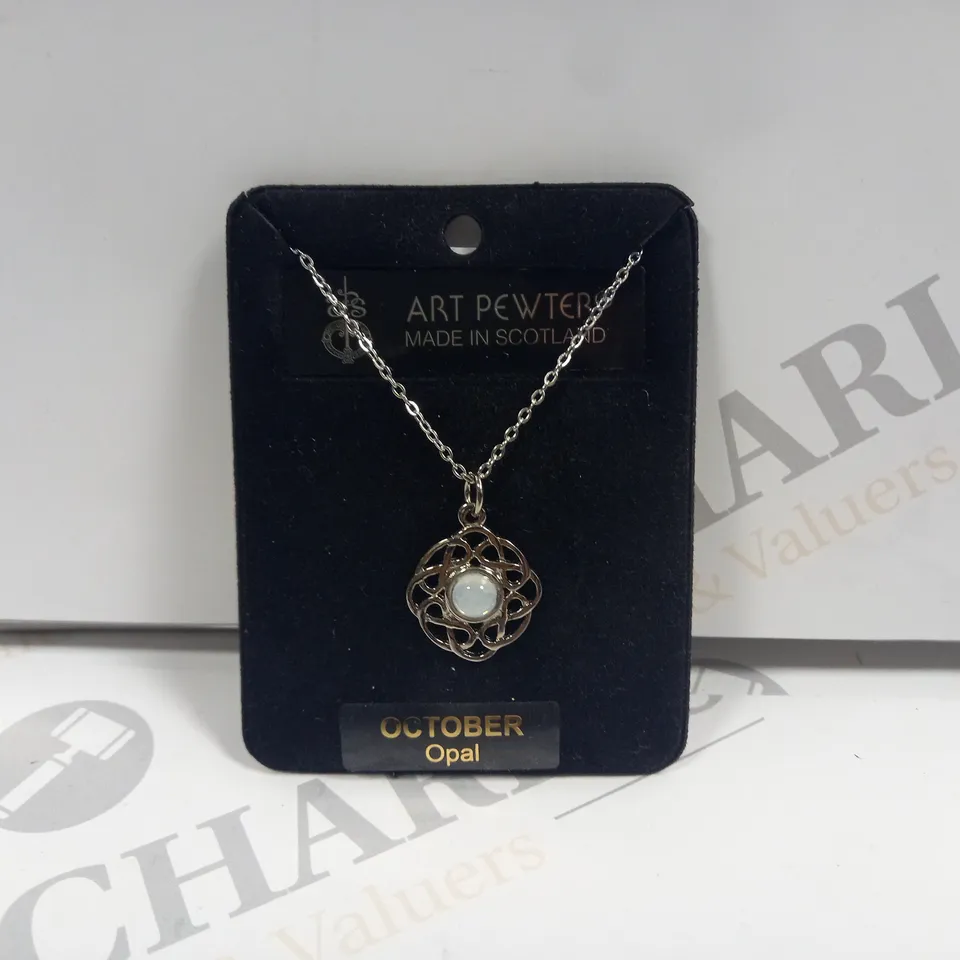 ART PEWTER OCTOBER OPAL NECKLACE