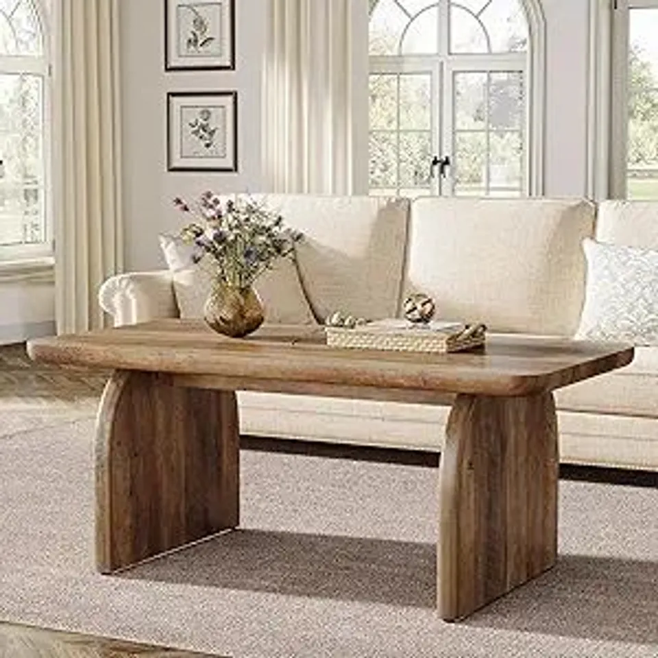 BOXED LANTINE RECTANGLE 47-INCH WOOD RECTANGULAR LIVING ROOM TABLE RUSTIC BROWN