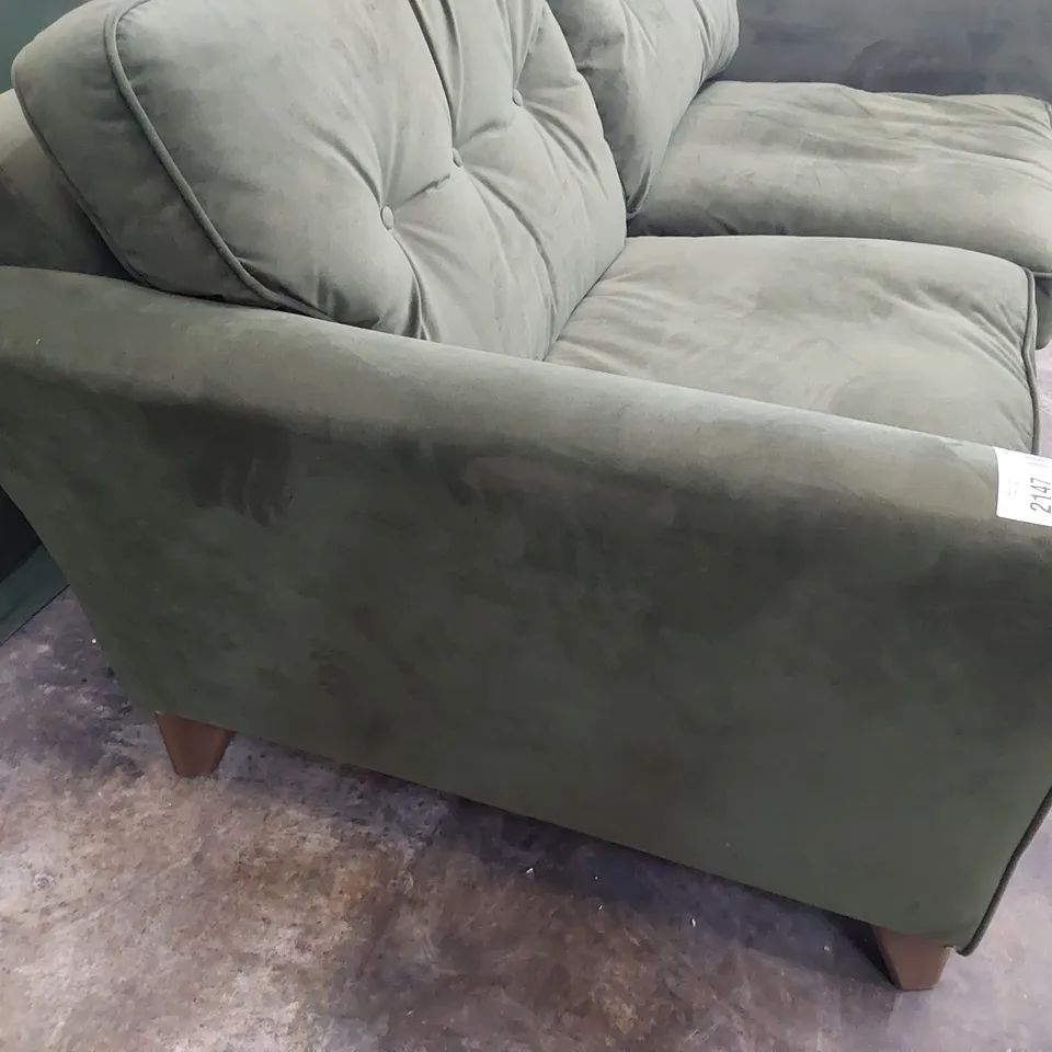 QUALITY BRITISH DESIGNER LOUNGE Co. TWO SEATER SOFA PLUSH GREEN FABRIC 