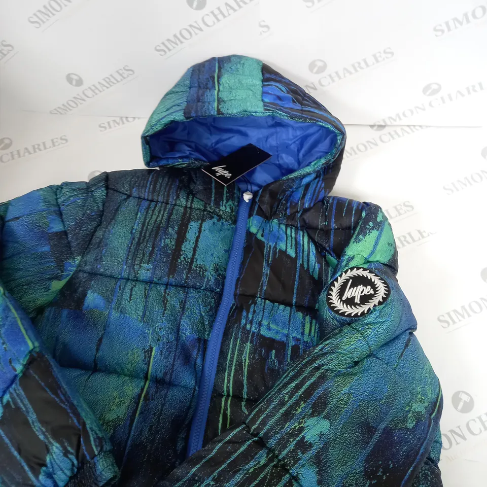 HYPE BLUE GRAFITI KIDS PUFFER JACKET SIZE 14 YEARS