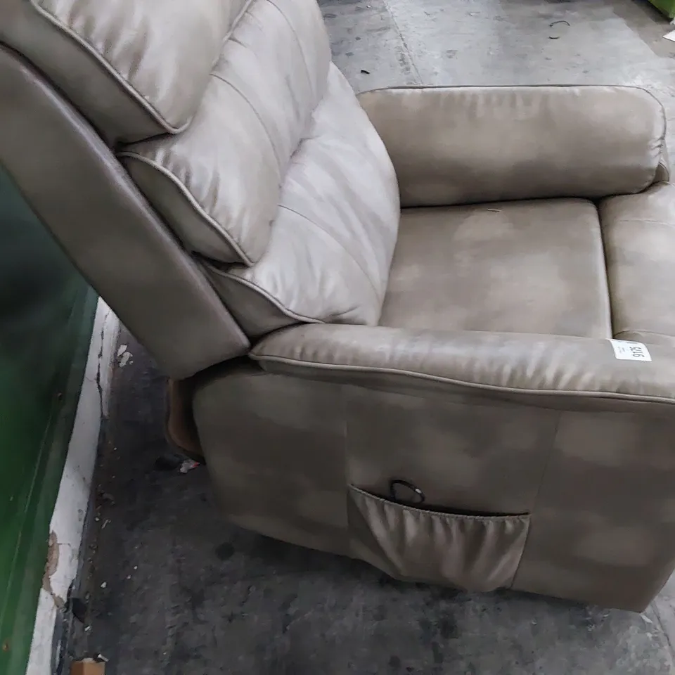 DESIGNER POWER RECLINING EASY CHAIR DAPPLE SILVER LEATHER 