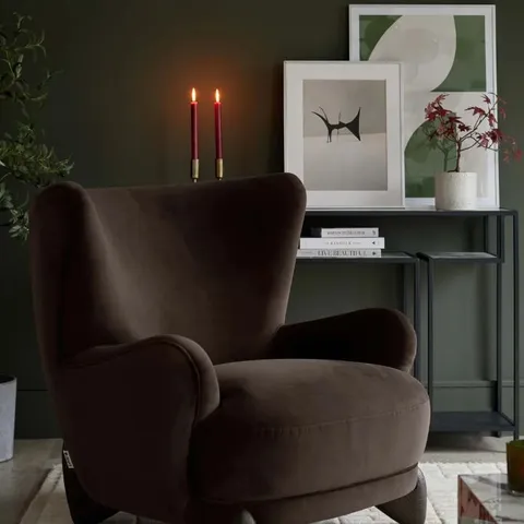 BOXED DANETTI HARLAN DARK CHOCOLATE VELVET ACCENT CHAIR