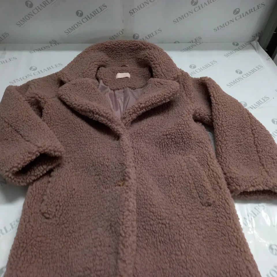 LIPSY LONDON BLUSH BORG BUTTON FRONT COAT - 10 YRS