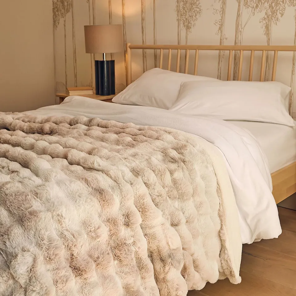 COZEE HOME GIFTABLE TEXTURED LUXURY FAUX FUR THROW IN PINK