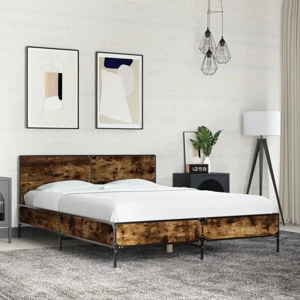 BOXED VIDAXL ENGINEERED WOOD BED FRAME IN SONOMA OAK - SIZE UNSPECIFIED (1 BOX)