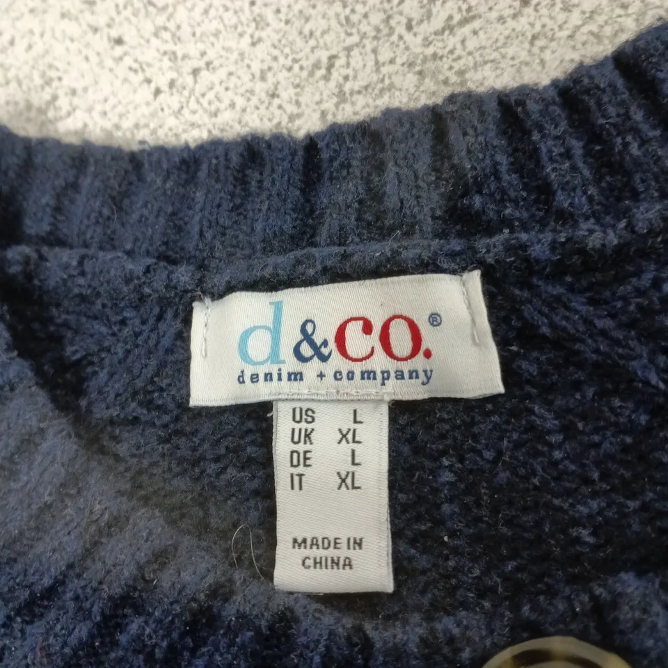 D&CO. DENIM + COMPANY NAVY CARDIGAN, UK XL