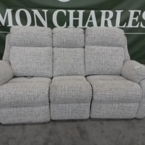 DESIGNER G PLAN MADE KINGSBURY SHORE OATMEAL FABRIC ELECTRIC RECLINING THREE SEATER SOFA