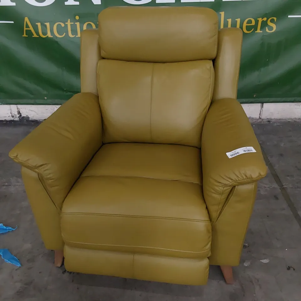 DESIGNER POWER RECLINING EASY CHAIR SAND LEATHER 