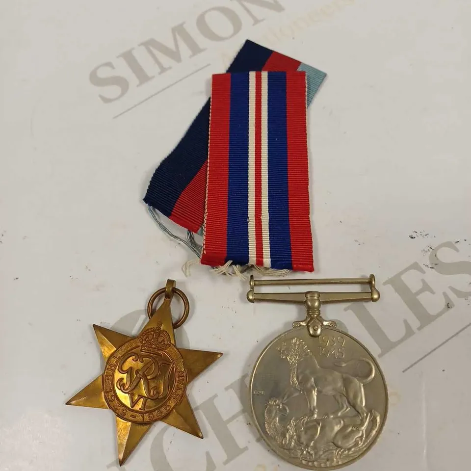 SMALL BOX TO CONTAIN 2 X BRITISH MILITARY SERVICE MEDALS WITH PAPERWORK 