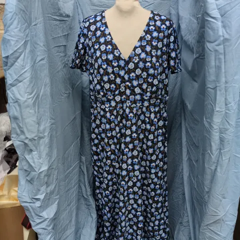 SEASALT CORNWALL WOMEN'S FLORAL DRESS, UK 14 (EU 42, US 10) MADE WITH ORGANIC COTTON