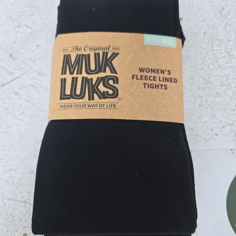 MUK LUKS WOMEN'S FLEECE-LINED TIGHTS - 2 PACK, SIZE M/L, BLACK